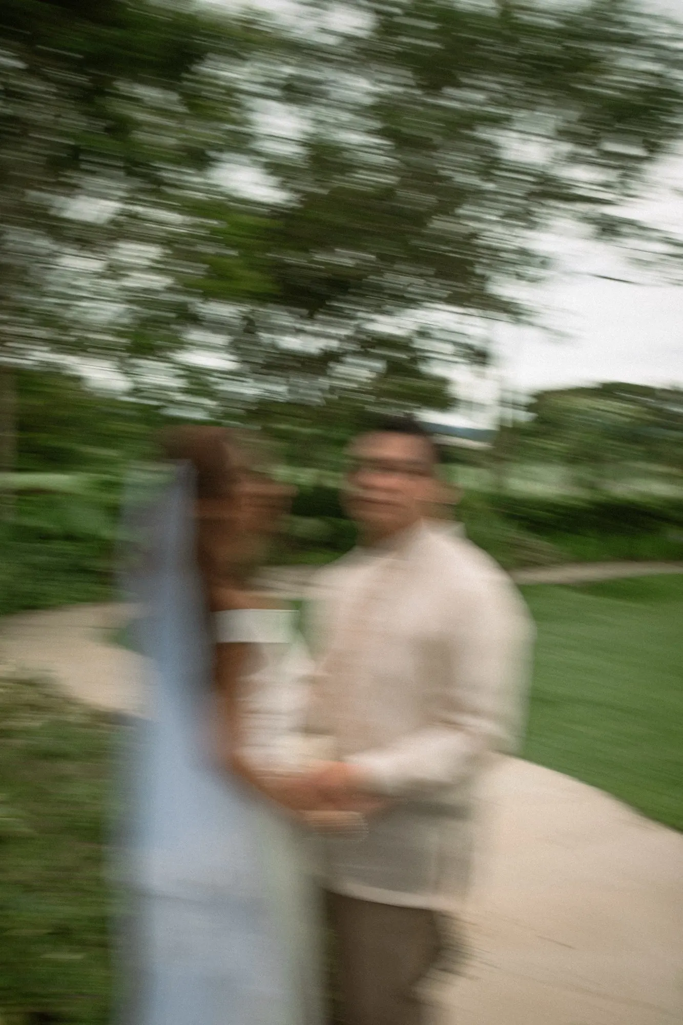 Ryka and Nathan, blurred by a slow shutter